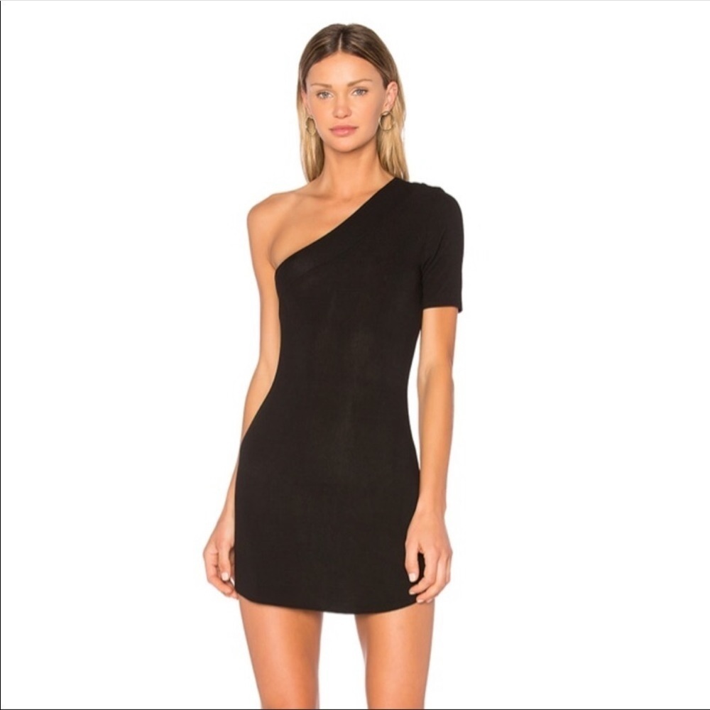 REVOLVE RILLER & FOUNT Lyle Black One Shoulder Short Sleeve Mini Dress Size 3